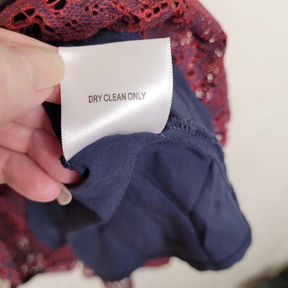 Mod Cloth A Night Like This blue and red lace ruffle hem halter dress Size 8 - Picture 11 of 15